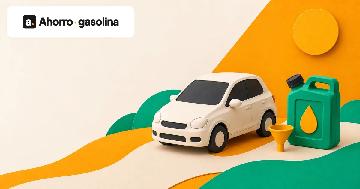 Coche diésel de papel junto a un recipiente independiente y un embudo