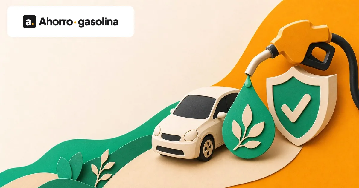 Surtidores de gasolina E5 y E10 junto a un coche en una gasolinera — qué es la gasolina E10 y cómo afecta a tu coche